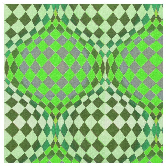Tissu Taffi Op Art Gris Vert (Fermer)