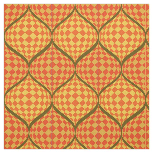 Tissu Taffi Op Art Orange Vert et Jaune (Échantillon)