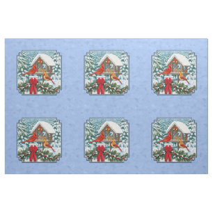 Tissu Taille Coussin Bleu de la Fête de Noël des Cardina
