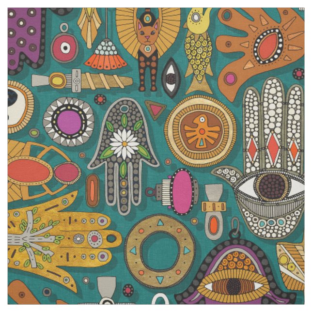 Tissu TALISMANS vert virien (Échantillon)