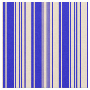 Tissu Tan & Blue Lines/Stripes Motif
