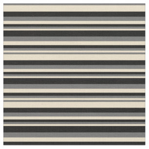 Tissu Tan, Dim Grey et Black Linked/Striped Motif