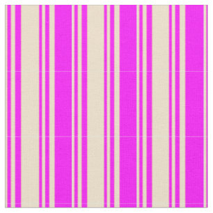 Tissu Tan et Fuchsia Colorées Lignes/Motif de bandes