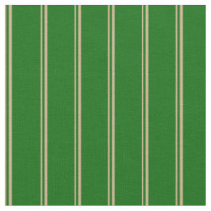 Tissu Tan et vert foncé Lignes Motif