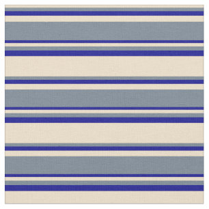 Tissu Tan, gris ardoise et Motif bleu foncé