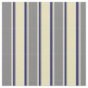Tissu Tan, gris et Motif bleu foncé
