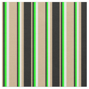 Tissu Tan, Noir, Chaux & Crème de Menthe Grandes Couleur