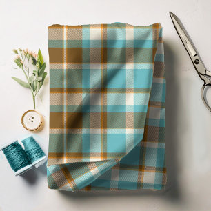 Tissu Tartan Motif Turquoise et Gold ID210