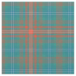 Tissu Tartan Plaid Clan Wilson Orange Blue Check