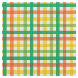 Tissu Tartan Plaid mexicain vert, orange et jaune à la 