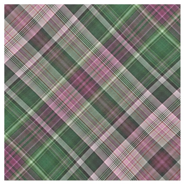 Tissu Tartan rose et vert-foncé de chèvrefeuille (Fermer)