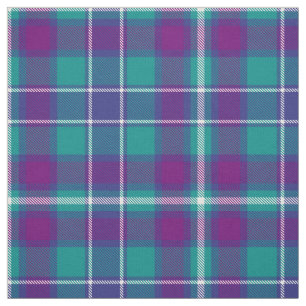 Tissu Tartan vert de mer, violet et bleu