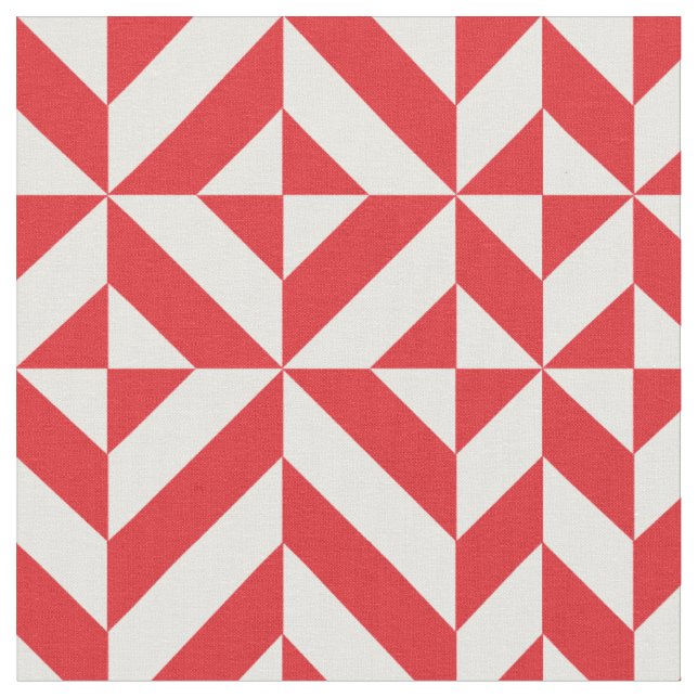 Tissu Tchry Red Geometric Deco Cube Pattern (Fermer)