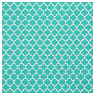 Tissu Teal, motif blanc #5 Sz3 de Quatrefoil de Marocain