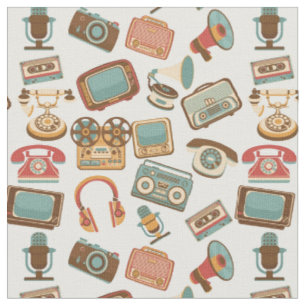 Tissu Téléphones anciens Vintages, téléviseurs, lect