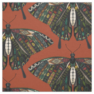 Tissu terracotta à papillon