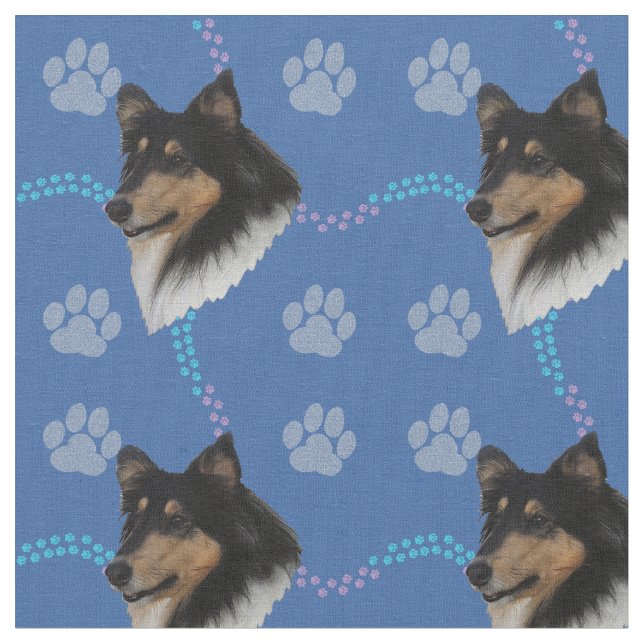 Tissu Tête de collie rugueuse artistique (Tri) (Fermer)
