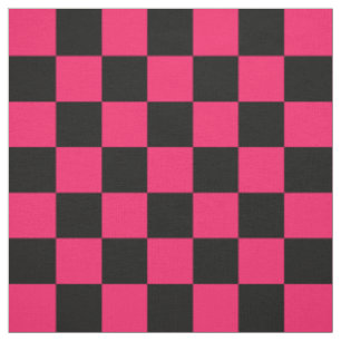 Tissu Textile Motif Pink Black Checker