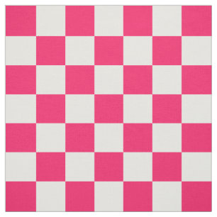 Tissu Textile Motif Pink White Checker
