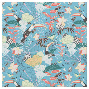 Tissu Texture tropicale avec des toucans et des colibris