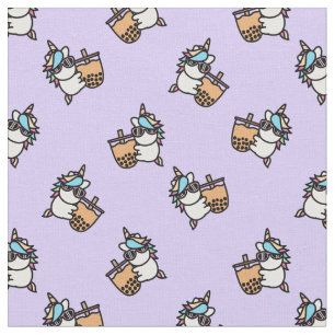 Tissu Thé à bulle mûre et licorne