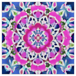 Tissu Tie Dye Mandala Motif Denim bleu et rose