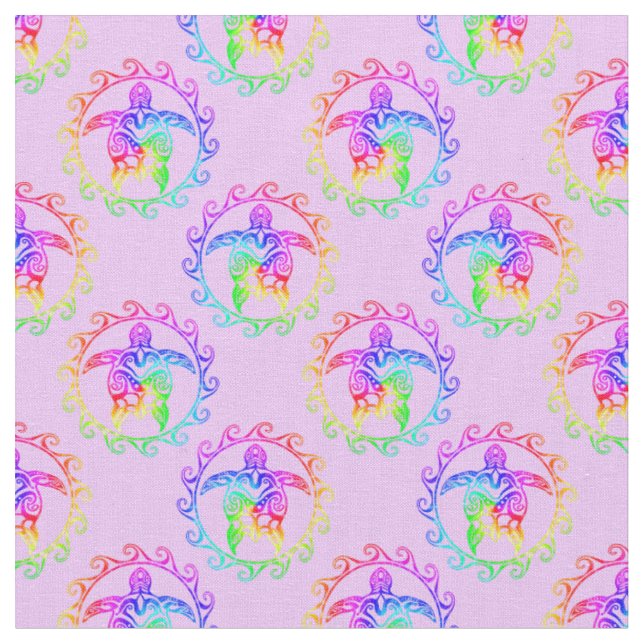 Tissu Tie Dye Tortue Tribal Moari Sun Pink (Fermer)