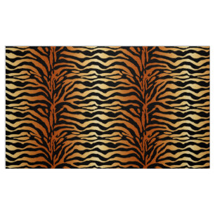 Tissu Tiger Stripes Poster de animal, ambre, noir et tan