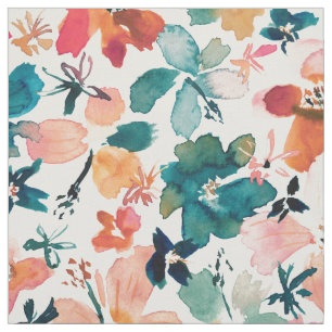 Tissu TIME DE L'ÎLE Aquarelle Flore tropicale