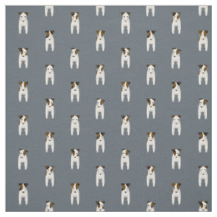 Tissu Tiny terriers Jack Russells ardoise motif