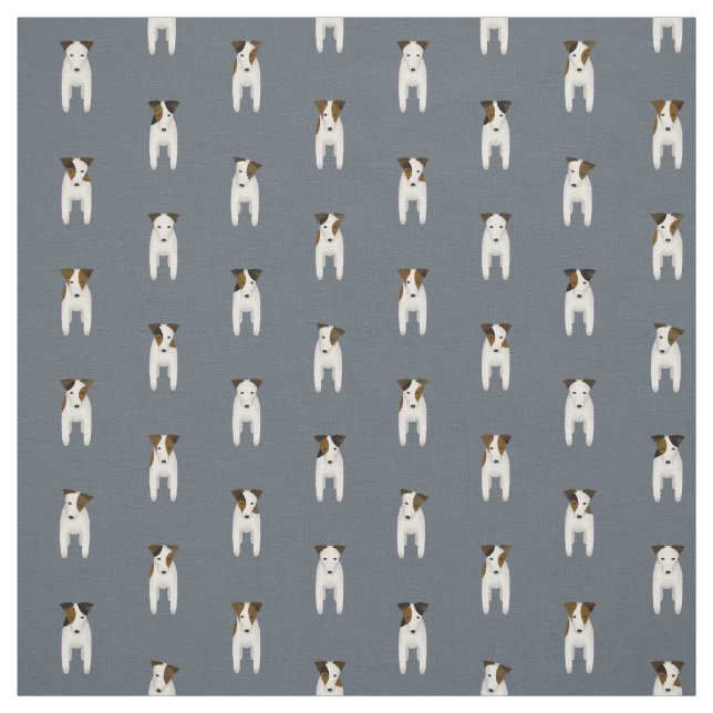 Tissu Tiny terriers Jack Russells ardoise motif (Échantillon)