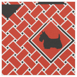 Tissu Tissage rouge, diamant, Scottish Terrier, motif