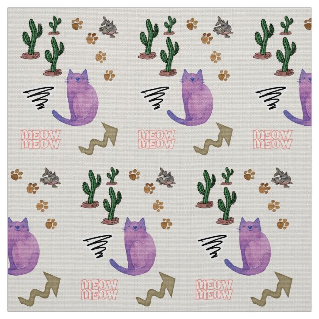 Tissu Tissu, Chat Poisson Cactus Meow Paws (Échantillon)
