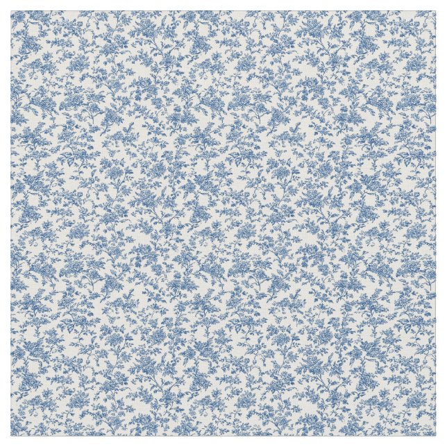 Tissu Toile Bleue Petite Motif Floral (Fermer)