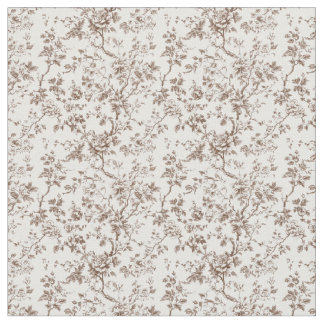 Tissu Toile Brown avec Roses et vignes tordues