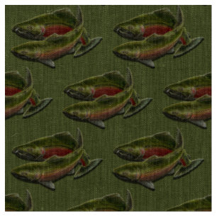 Tissu Toile de pêche Coho Saumon Poisson Art Fabric