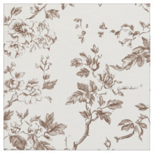 Tissu Toile de vigne florale marron clair
