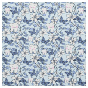 Tissu Toile dentaire / Flore dentaire en blues