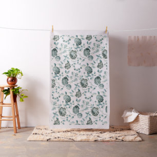 Tissu Toile florale Vintage en toile blanche de verre bl