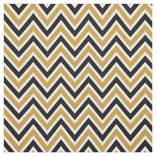 Tissu Toile Pattern Chevron Black et Gold (Échantillon)