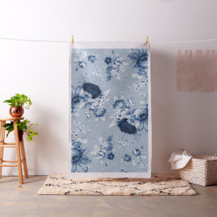 Tissu Toile Vintage de fleurs de l'Indigo Blue Peony