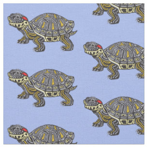 Tissu tortue caricaturale à oreilles rouges