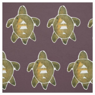 Tissu Tortue Tribal Petroglyph Style Art Bourgogne Rouge