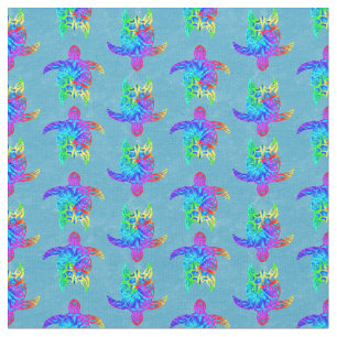 Tissu Tortues tribales de l'île Ocean Blue Tie Dye