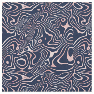 Tissu Tourbillon de liquide rose Gold Abstrait Blue Desi