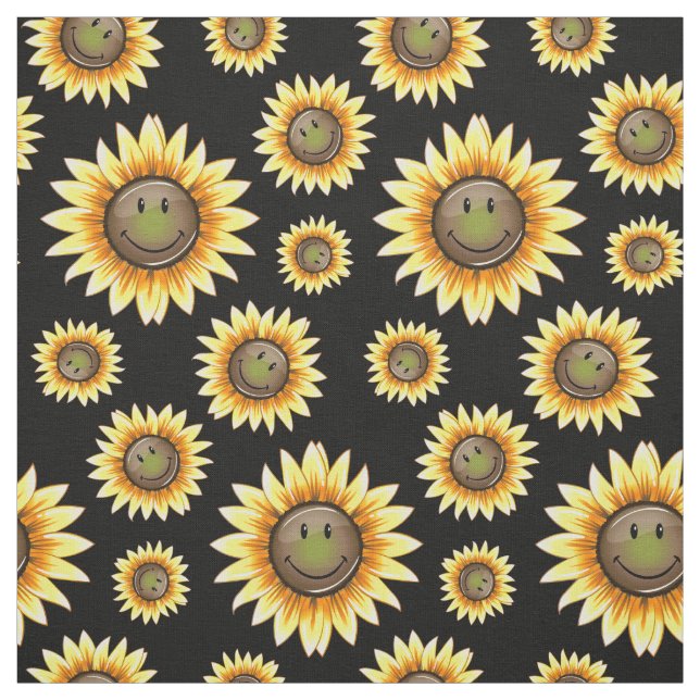 Tissu Tournesol de sourire dispersé (Échantillon)