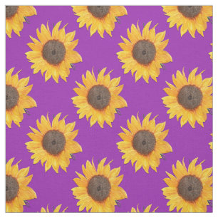 Tissu Tournesols d'or sur violet