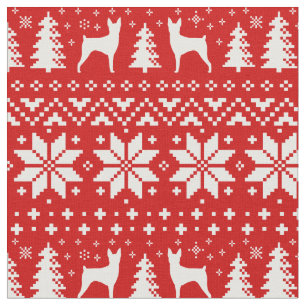 Tissu Toy Fox Terrier Silhouettes Noël Noël Noël Noël No