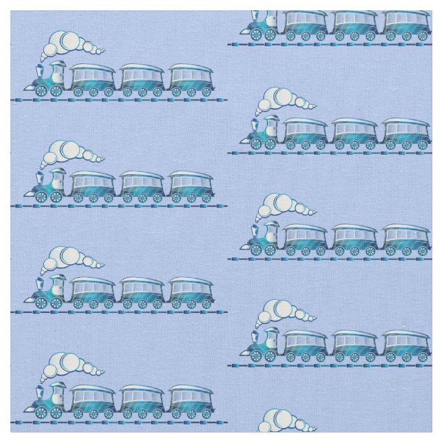 Tissu Train à vapeur bleu clair  (Fermer)