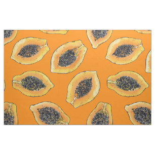 Tissu Tranches de Papaya sur orange